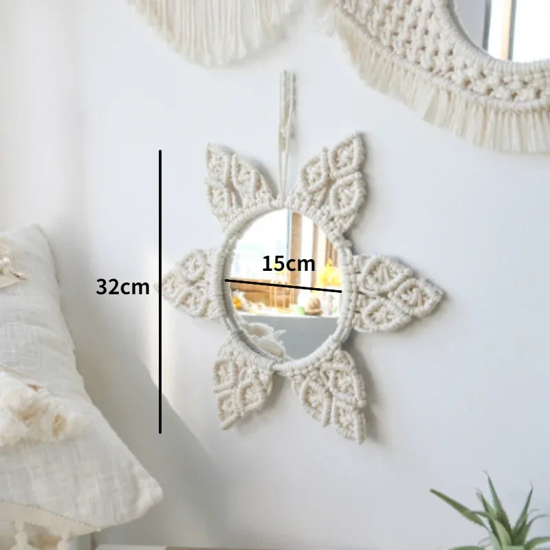 Boho Macrame Wall Mirror – Round Shape
