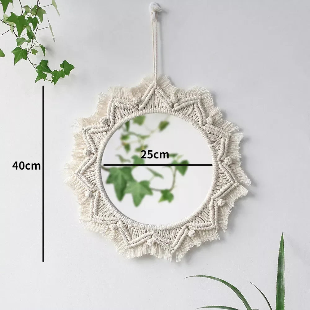 Boho Macrame Wall Mirror – Round Shape