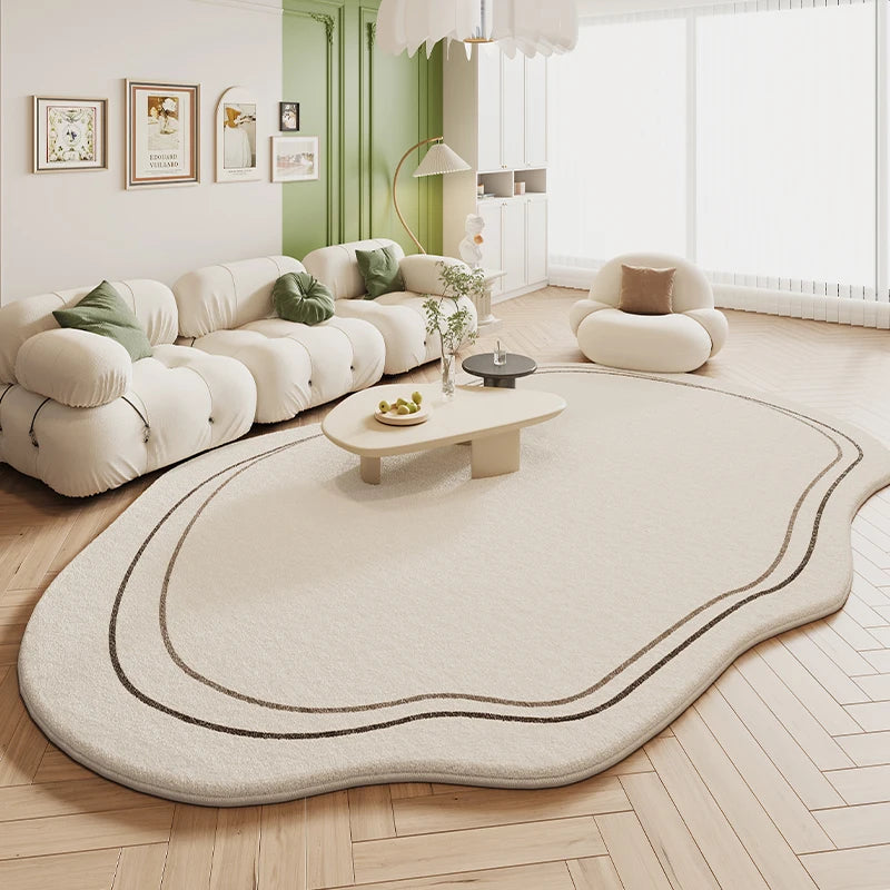 Irregular Green Rug in Cream Style