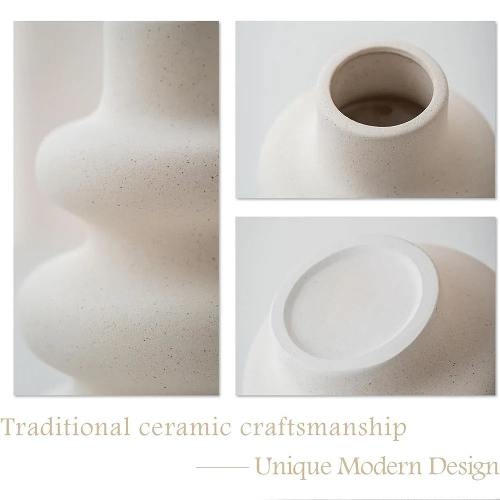 Set of White Ceramic Vases