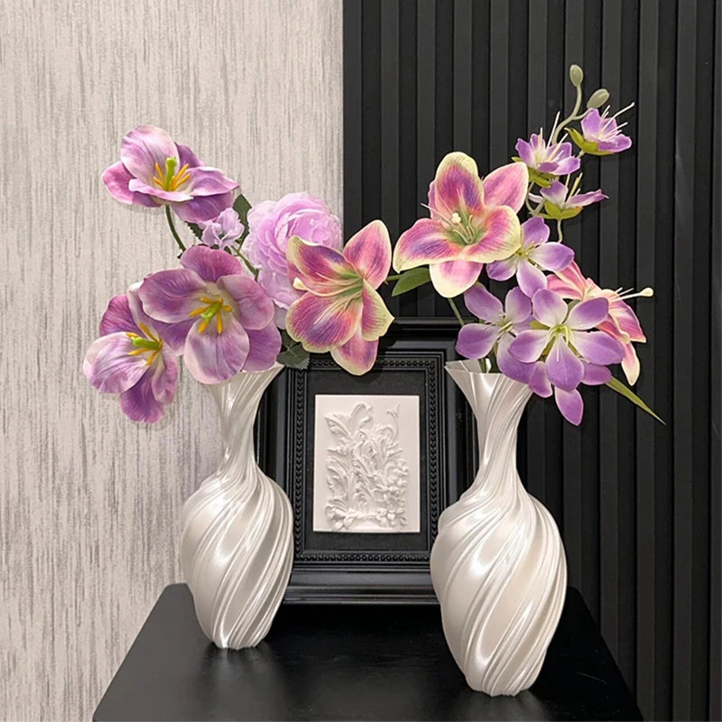 Decorative Plastic Flower Vase – Modern Style Black