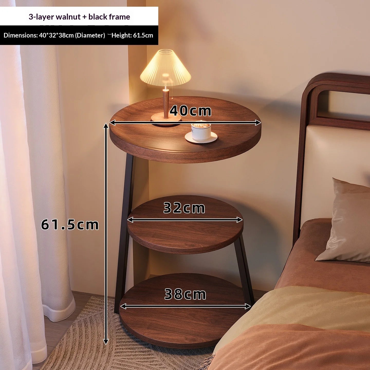 Modern Wooden Nightstand with 2 Drawers