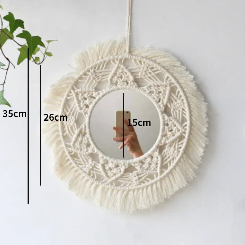 Boho Macrame Wall Mirror – Round Shape