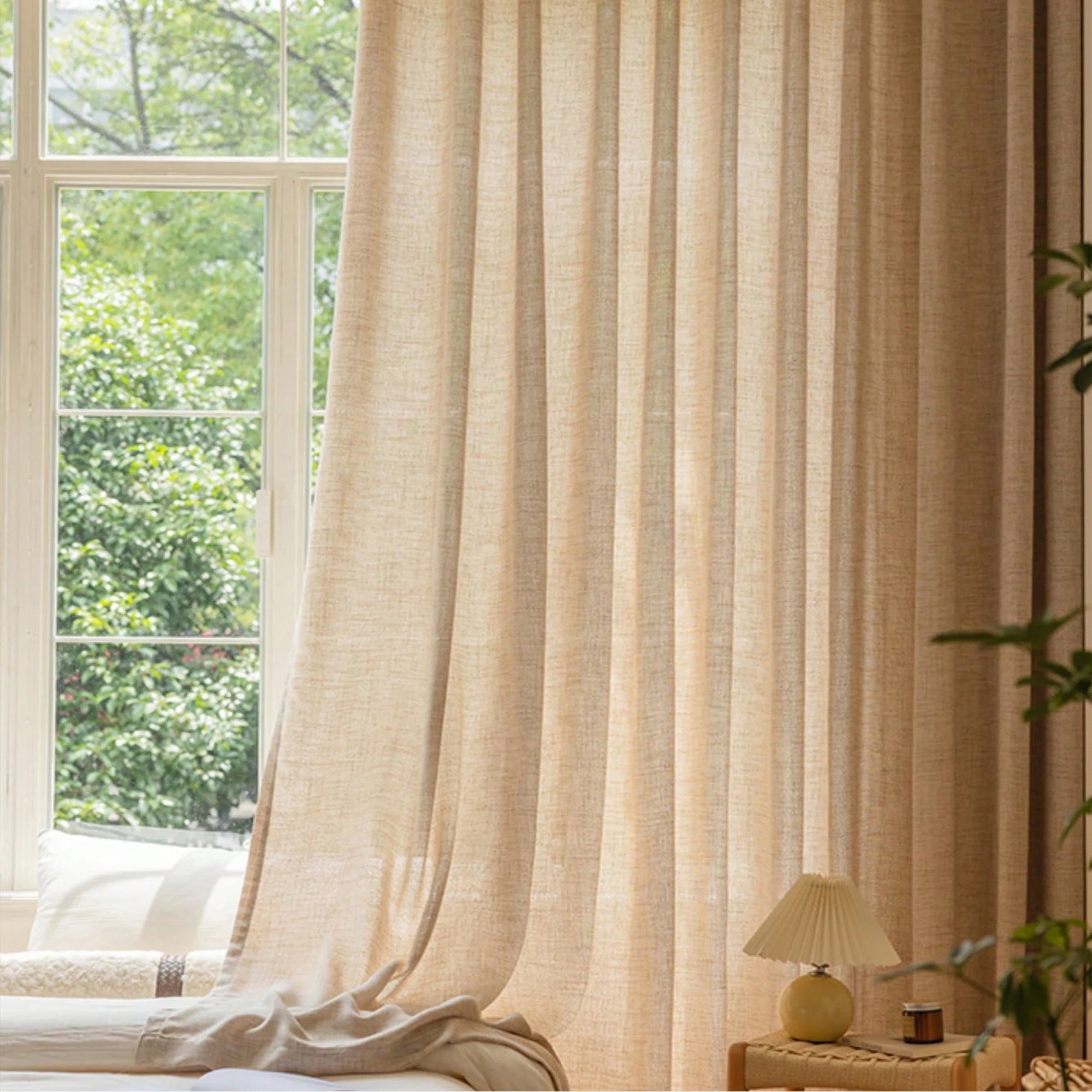 Japanese Style Curtain – Thick Linen, Semi-Blackout, Bedroom and Living Room, Modern Decor