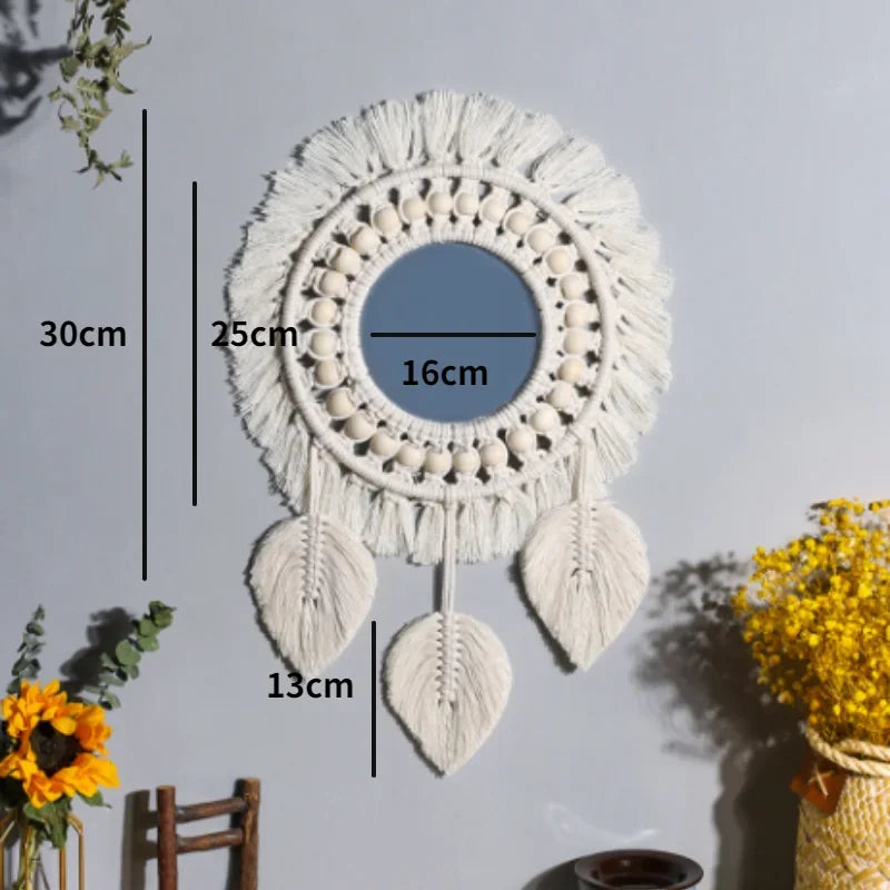Boho Macrame Wall Mirror – Round Shape