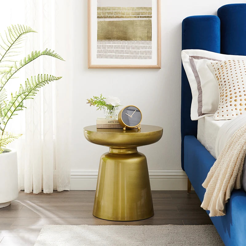 Nordic Round Side Table in Bronze Metal