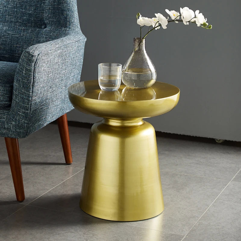 Nordic Round Side Table in Bronze Metal