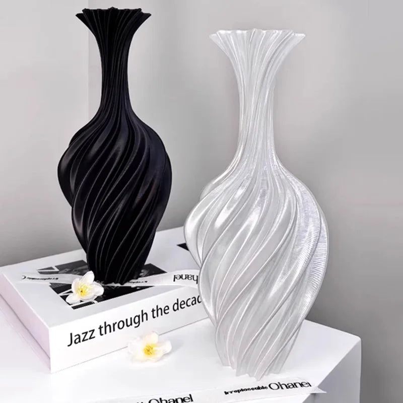 Decorative Plastic Flower Vase – Modern Style Black