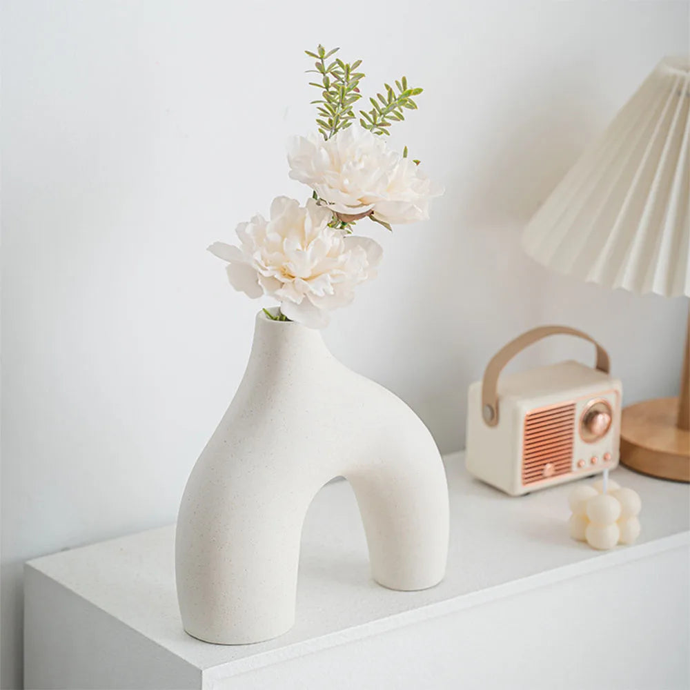 Set of White Ceramic Vases