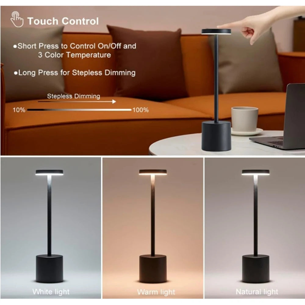 Portable LED Lamp – Rechargeable, Touch-Controlled, 3 Colors, Adjustable, Creative Environment