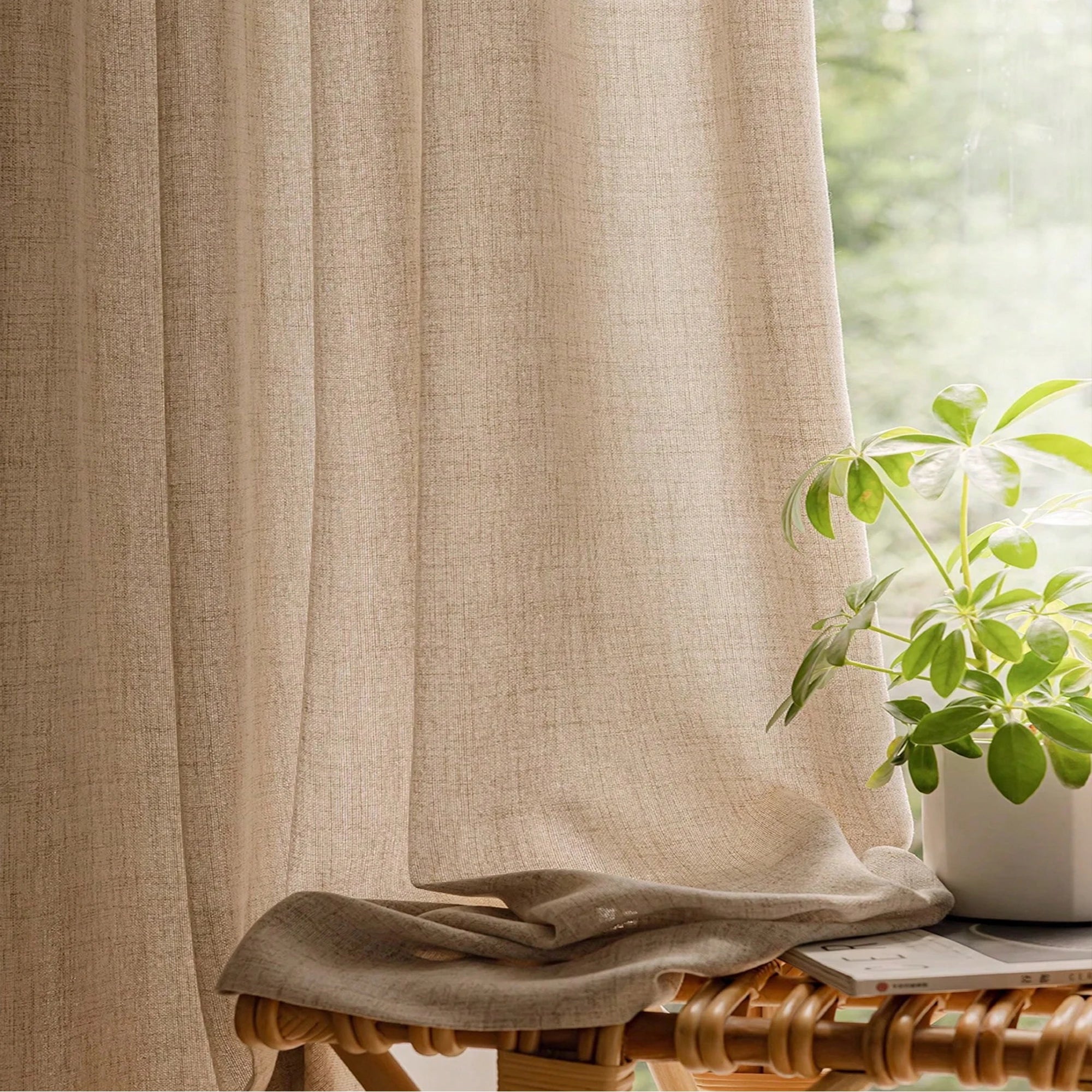 Japanese Style Curtain – Thick Linen, Semi-Blackout, Bedroom and Living Room, Modern Decor