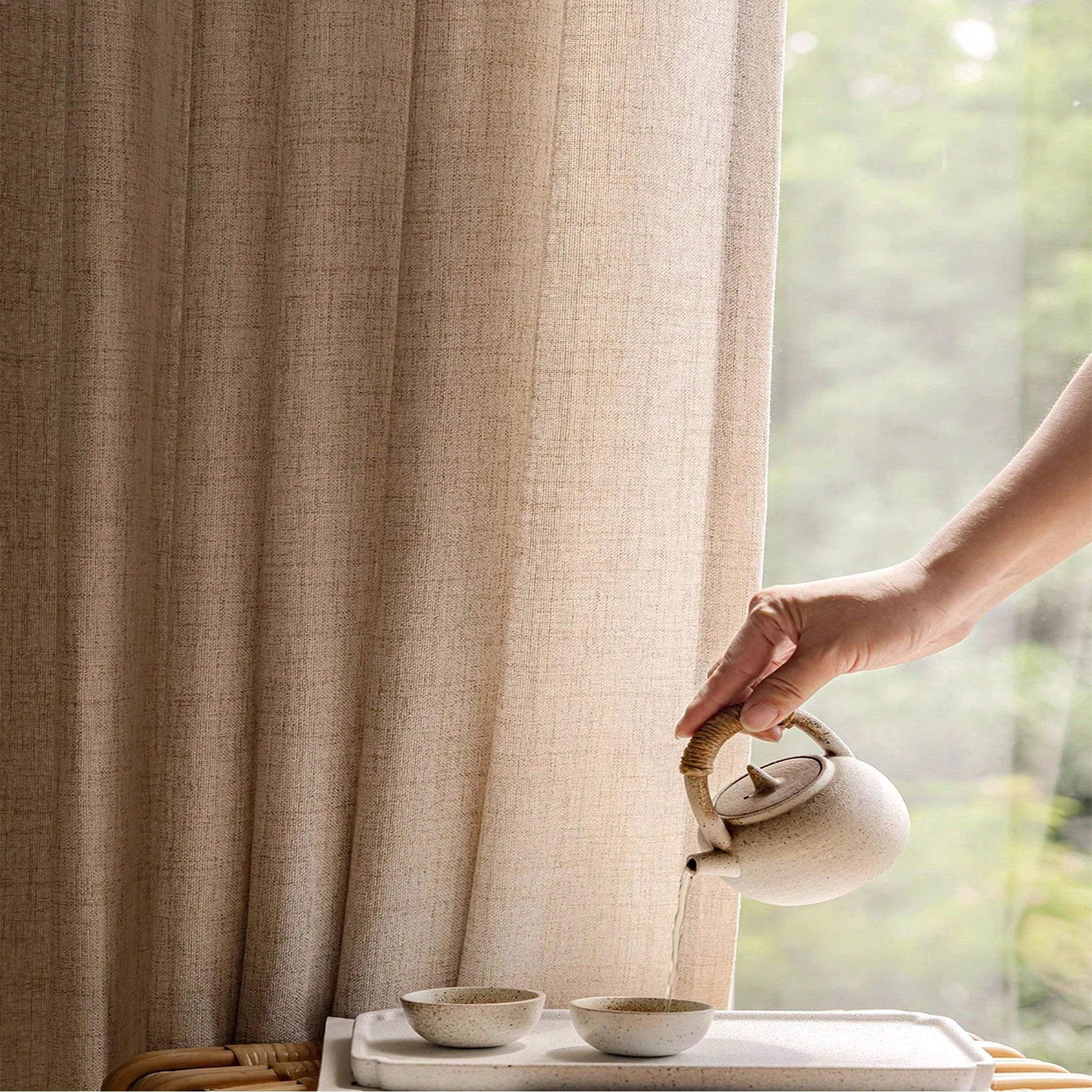 Japanese Style Curtain – Thick Linen, Semi-Blackout, Bedroom and Living Room, Modern Decor