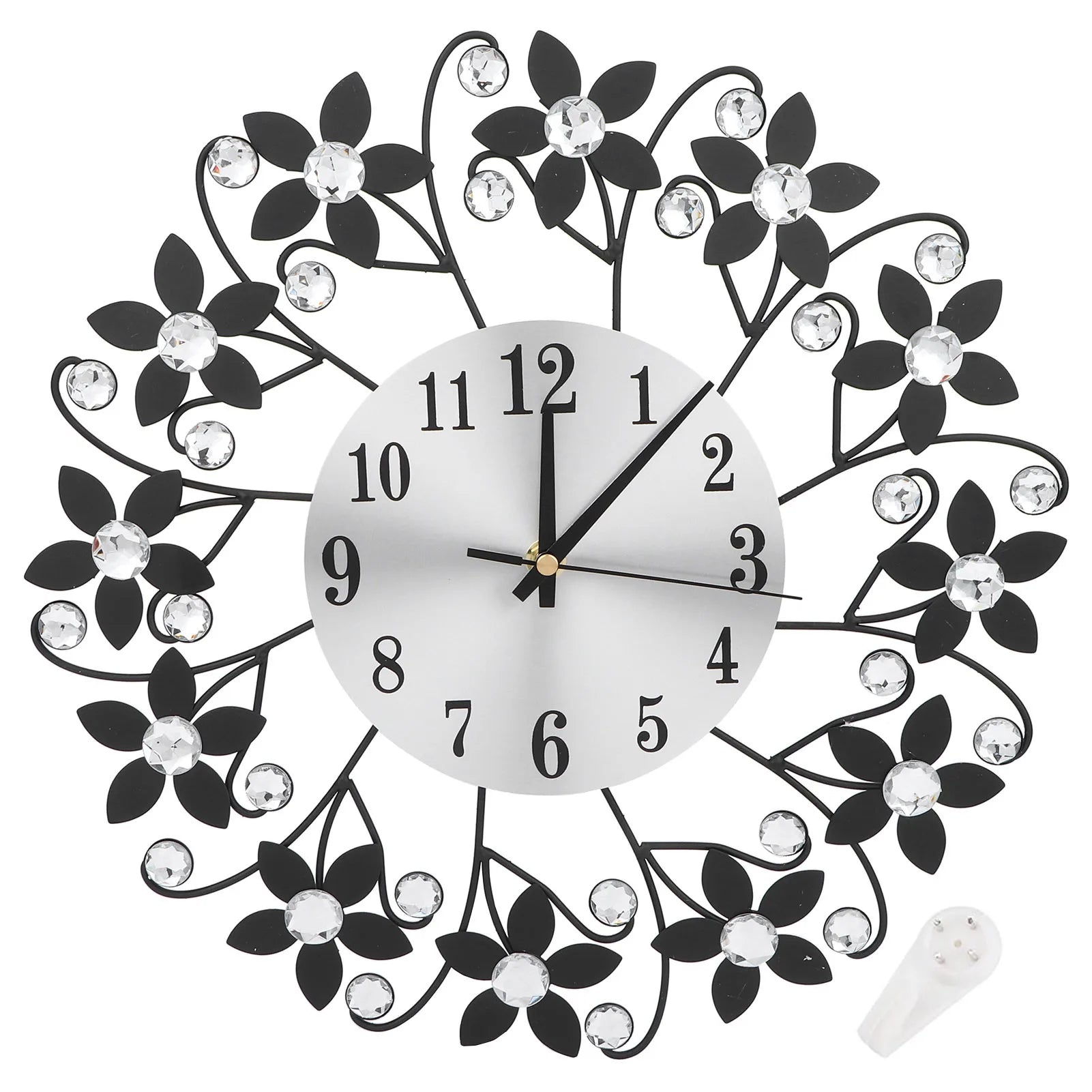 Metal Wall Clock with Crystal Details