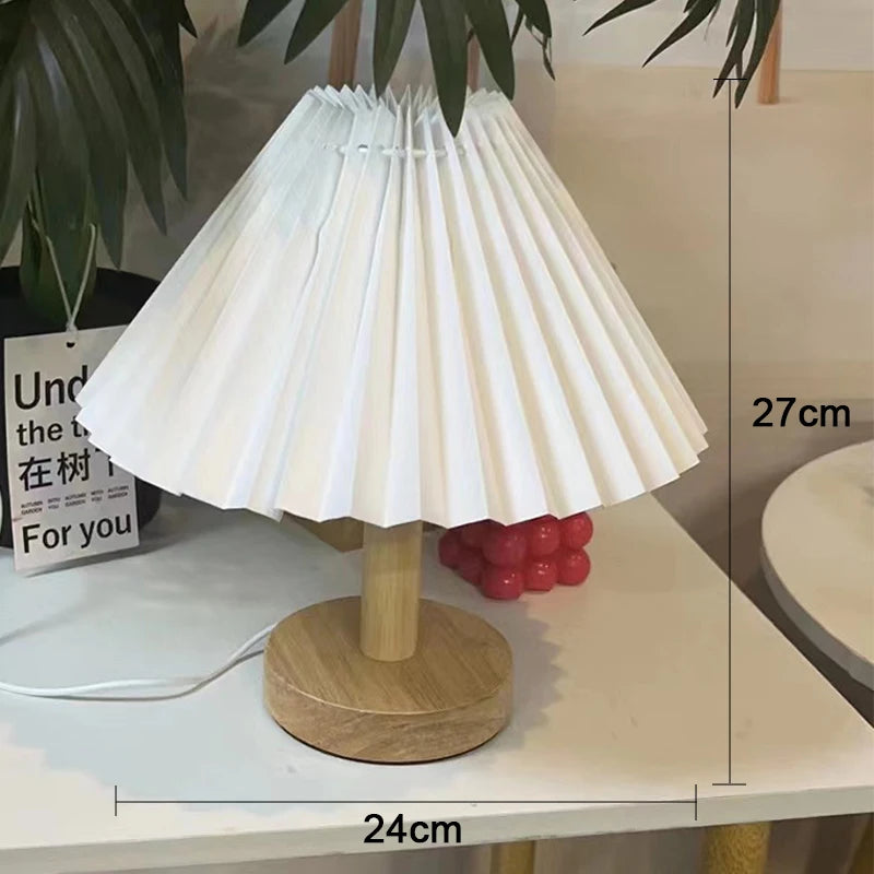 Nordic Foldable Pleated Table Lamp – USB Night Light for Bedroom