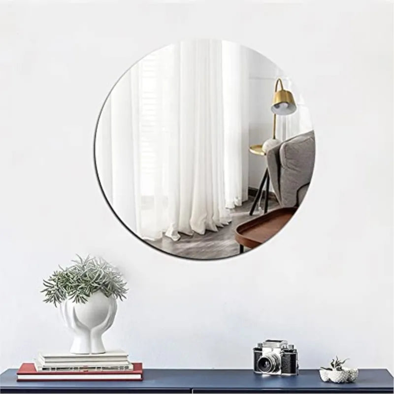 Round/Oval 3D Acrylic Adhesive Mirror – Bathroom and Wall