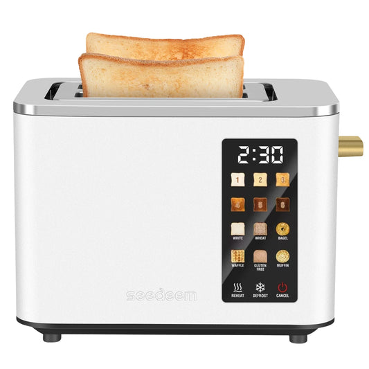 Stainless Steel Electric Toaster, 2 Slices, LCD Touchscreen, 6 Levels, 900W