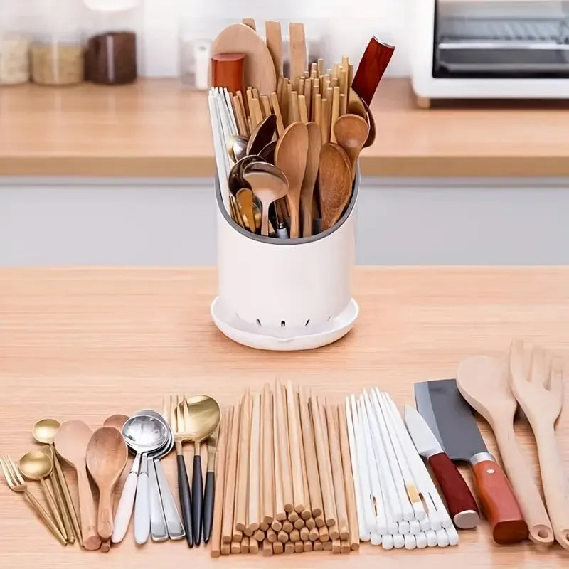 Storage Rack for Chopsticks and Utensils with Drainage