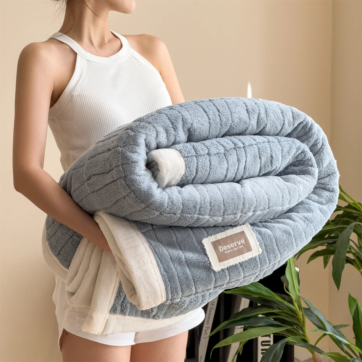 Luxury Double-Sided Wool Blanket – Thick and Warm