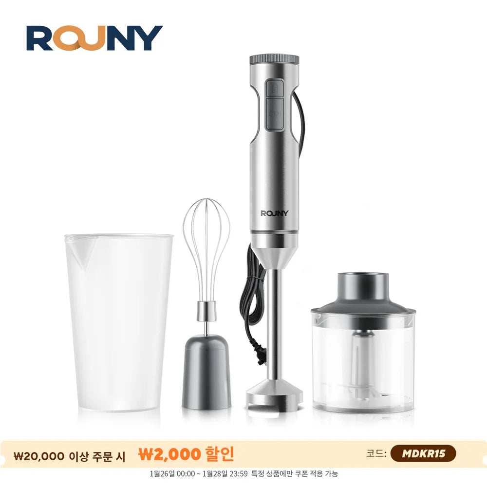 ROUNY 4-in-1 Immersion Blender – 1000W with Cup and Whisk