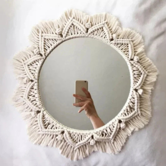 Boho Macrame Wall Mirror – Round Shape