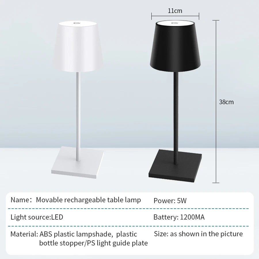 Rechargeable LED Table Lamp – Touch Control, 3 Levels, Creative Environment
