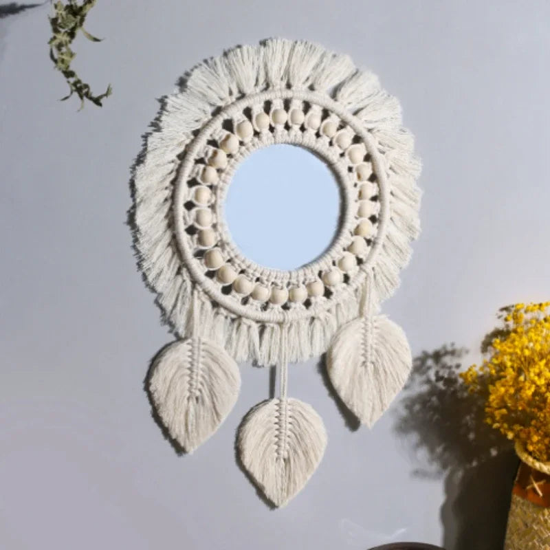 Boho Macrame Wall Mirror – Round Shape