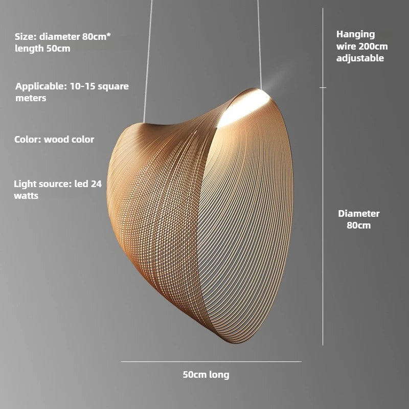 Nordic Wood LED Pendant Light – Adjustable Bird's Nest