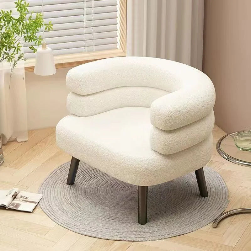 Luxury Nordic Lazy Sofa Chair – White Lambskin Fleece Fabric