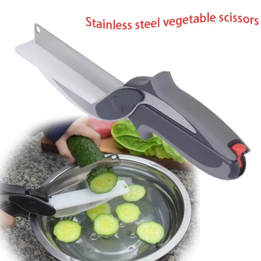 2-in-1 Scissors for Steak, Vegetables and Fruit – Stainless Steel