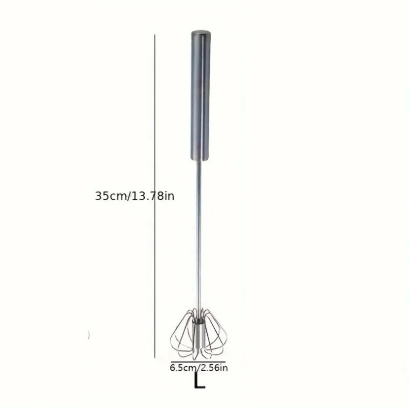 Semi-automatic stainless steel egg beater.