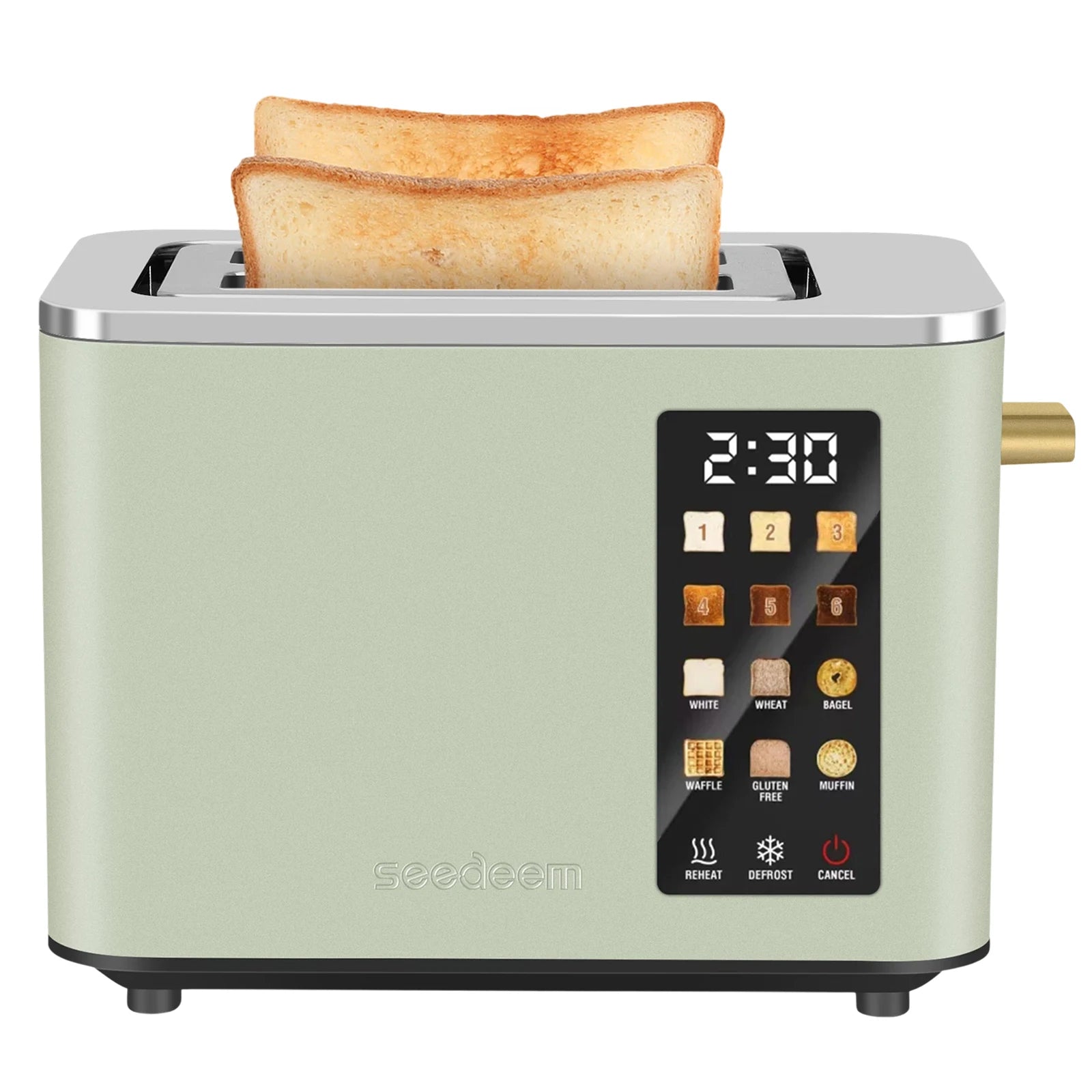 Stainless Steel Electric Toaster, 2 Slices, LCD Touchscreen, 6 Levels, 900W