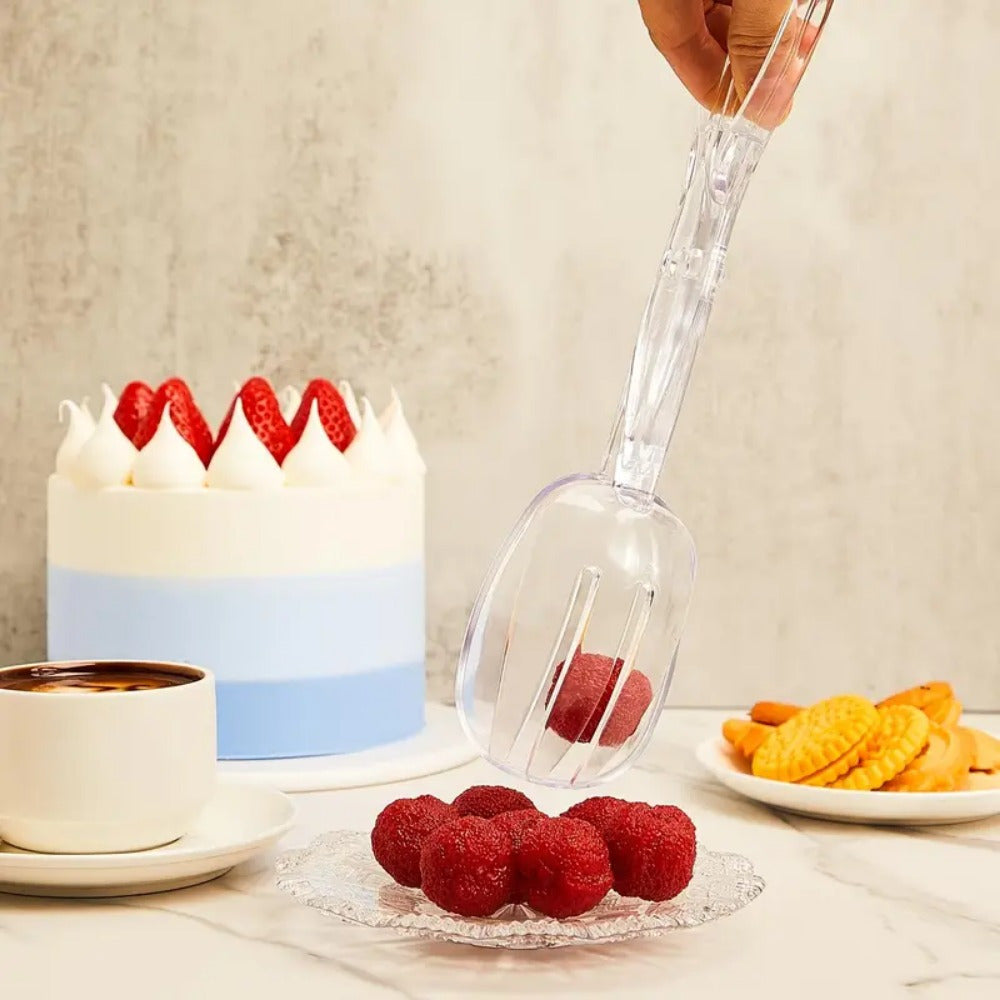 Transparent Plastic Salad Scissors and Tongs (2 in 1)