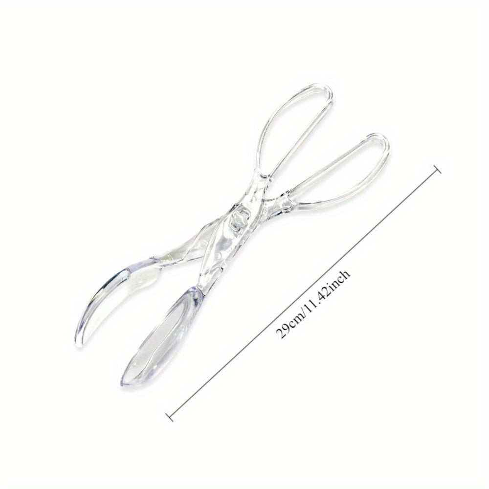 Transparent Plastic Salad Scissors and Tongs (2 in 1)