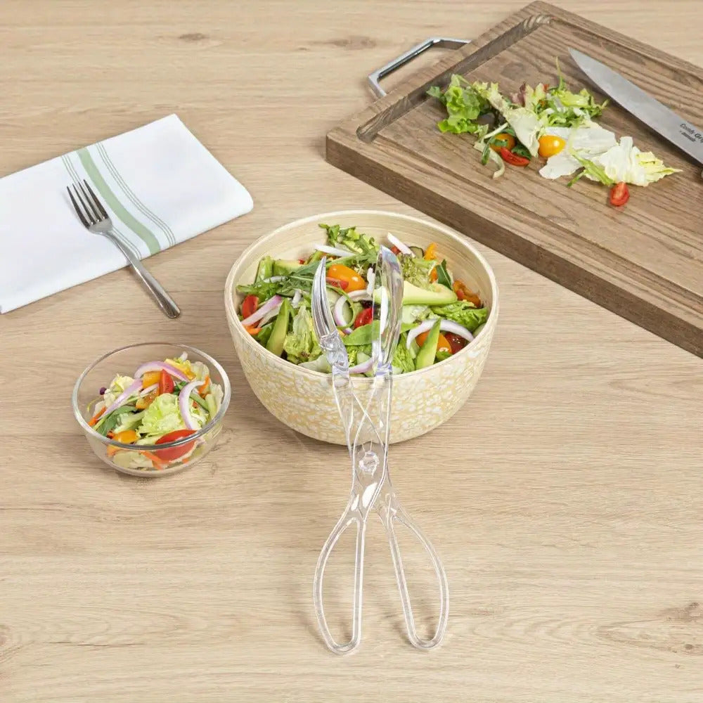 Transparent Plastic Salad Scissors and Tongs (2 in 1)